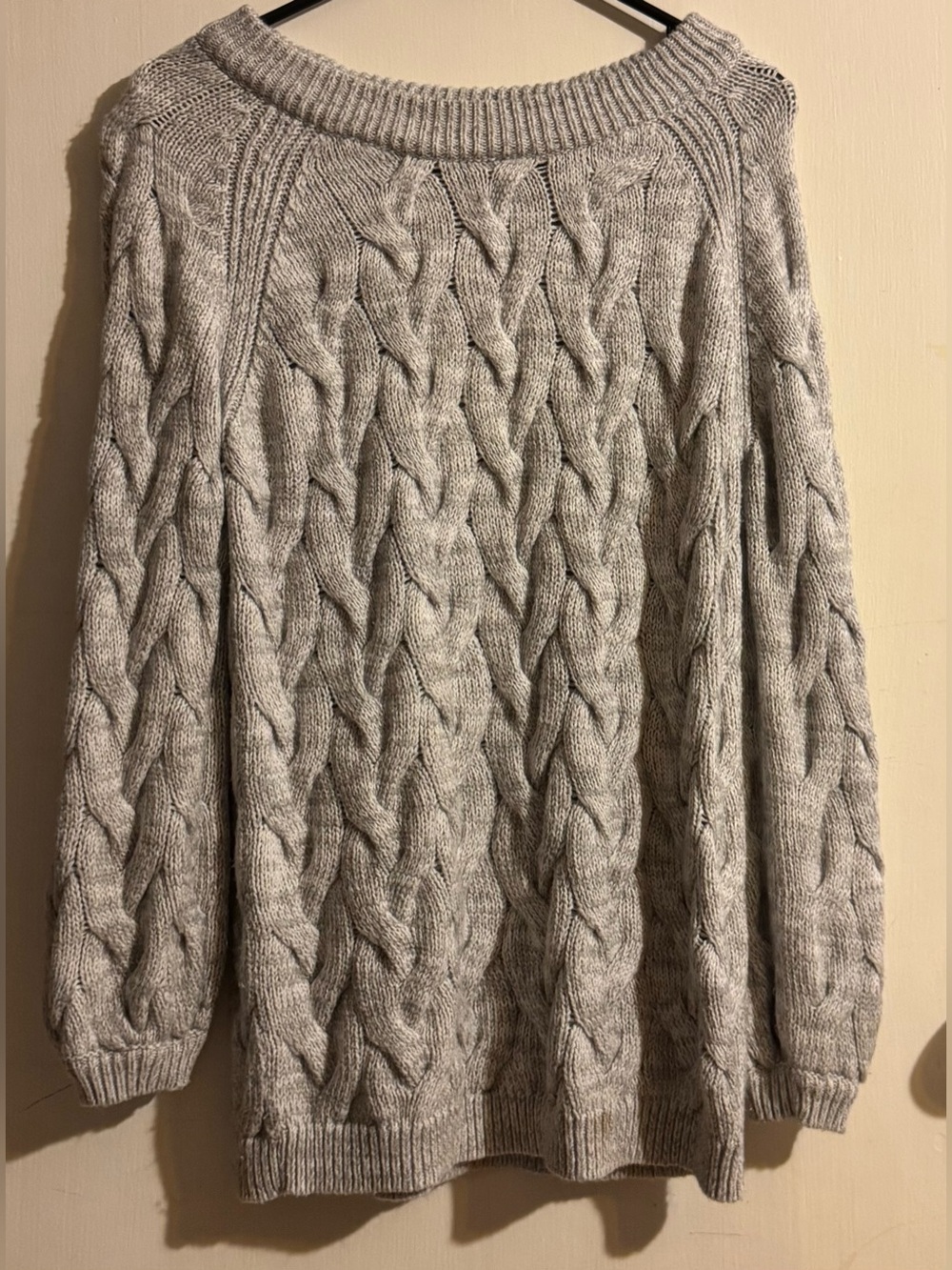 Classic Cable Knit Mini Sweater Dress- Light Gray